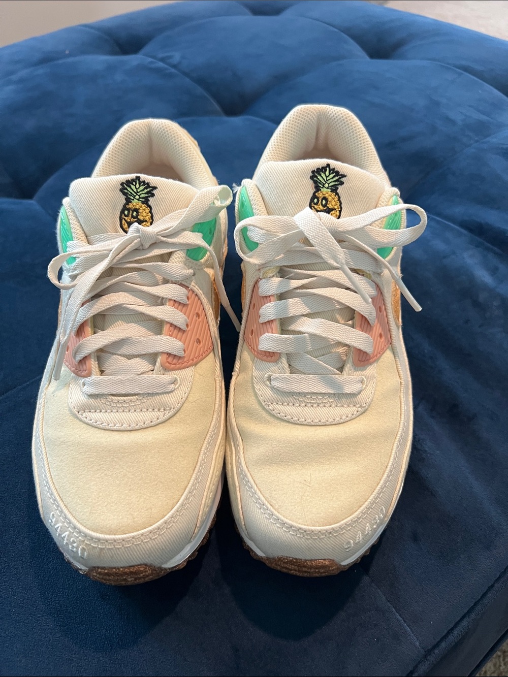 Nike Women's Cream Sneakers with Pink and Mint Accents